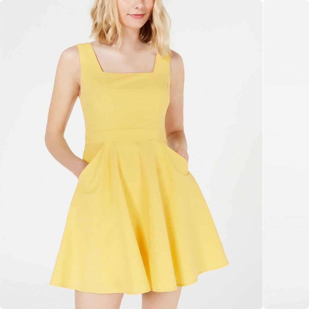 City Studios Juniors' Square-Neck Woven Dress